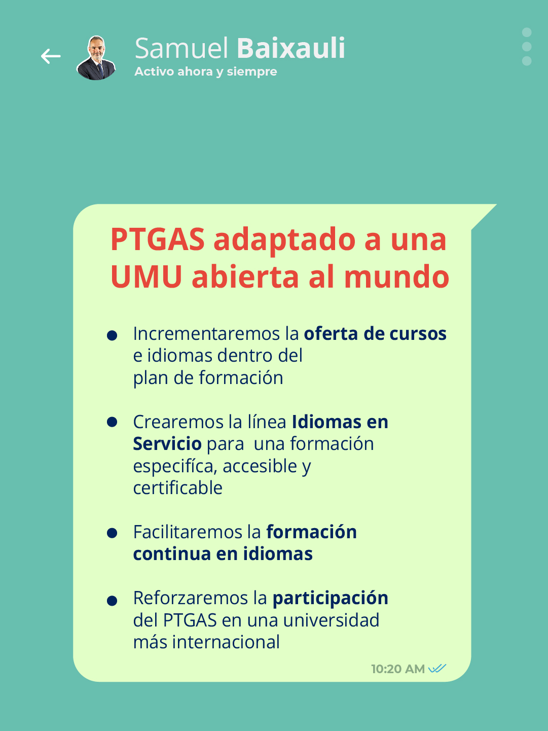 PTGAS adaptado a una UMU abierta al mundo.